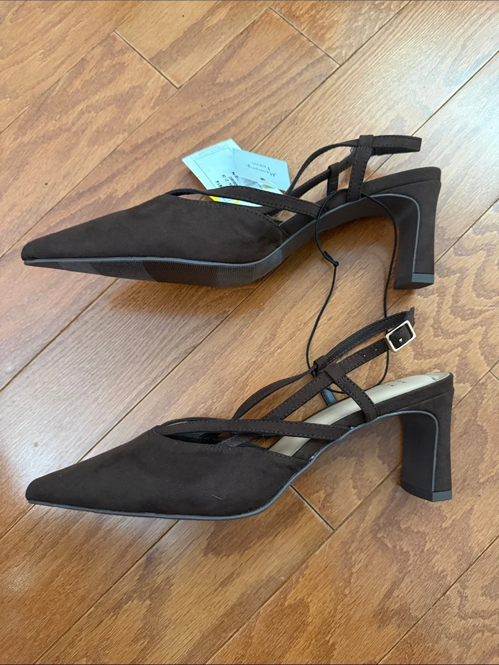 a new day Veera Brown Suede Pointed Slingback Heels 6.5 NWT